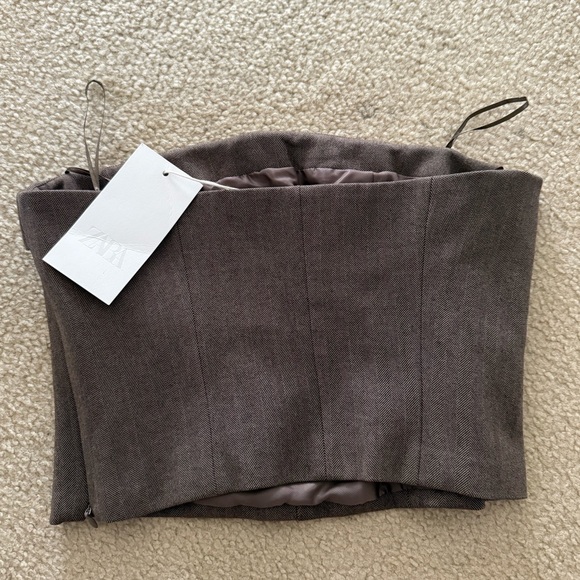 NWT Zara Herringbone Bustier Corset Tube Top - Picture 12 of 13